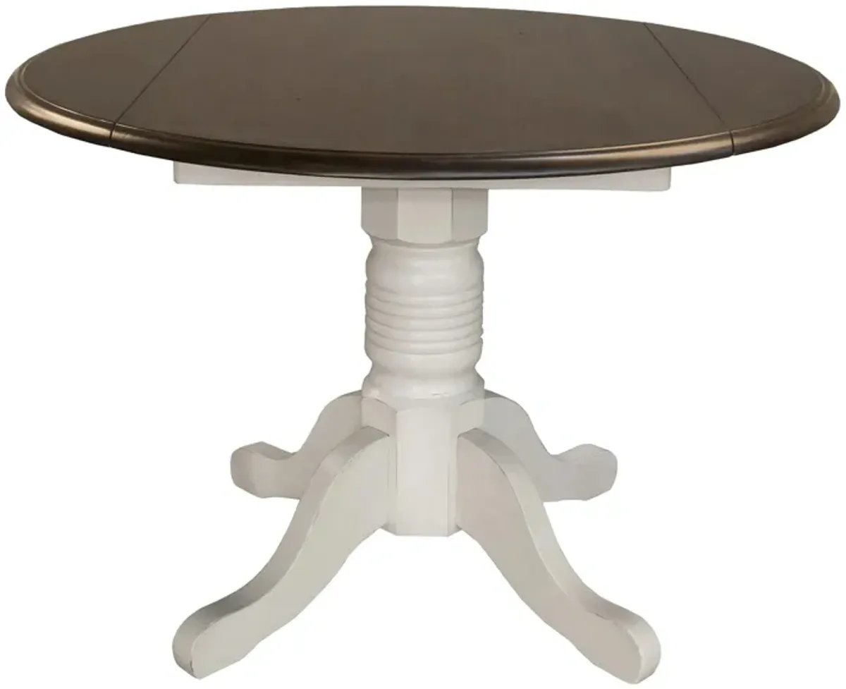 British Isles Round Double Drop-Leaf Dining Table in Chalk-Cocoa Bean by A-America