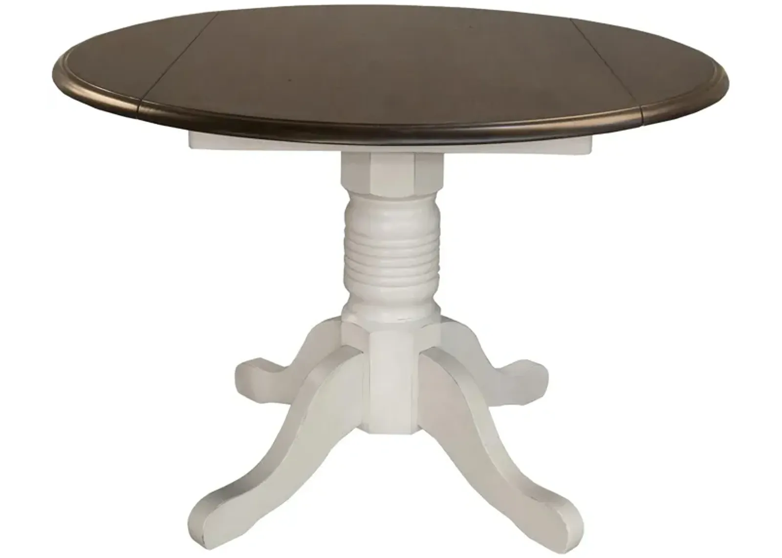 British Isles Round Double Drop-Leaf Dining Table in Chalk-Cocoa Bean by A-America