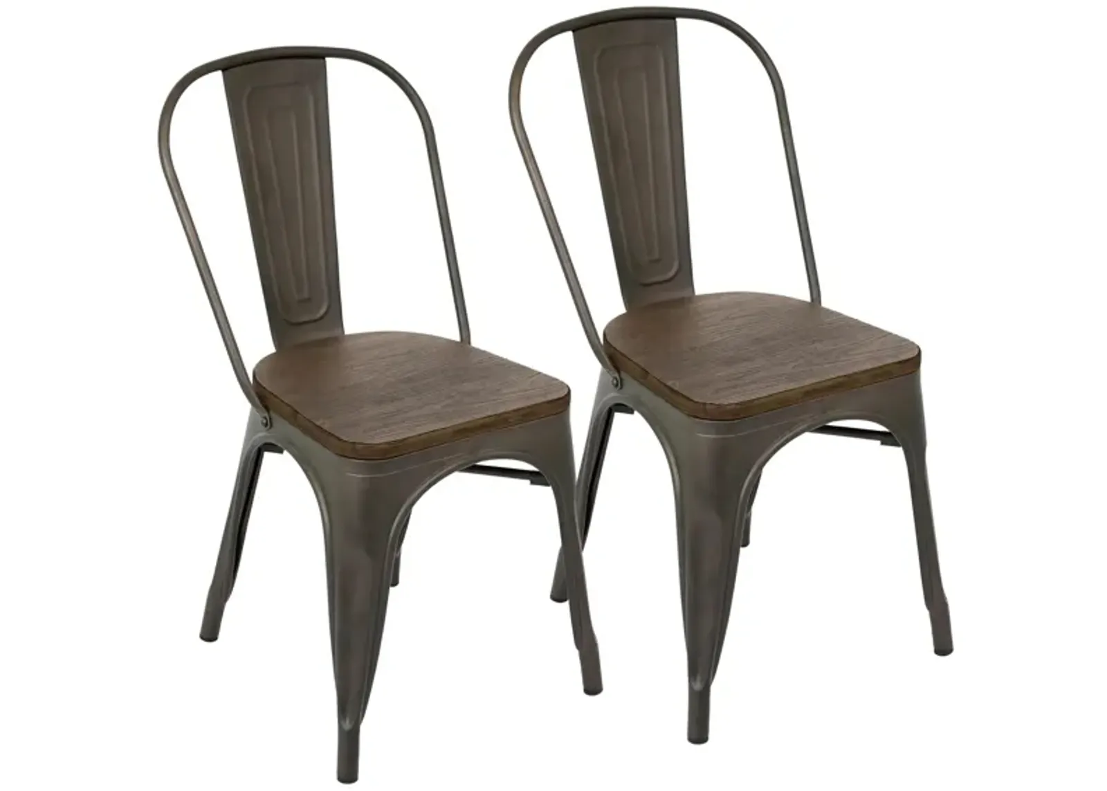 Oregon Dining Chair: Set of 2 in Antiqued Metal / Espresso by Lumisource