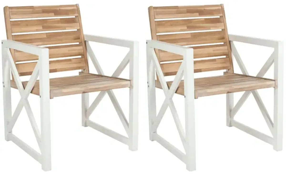 Irina Outdoor Armchair: Set of 2 in Oak / White by Safavieh