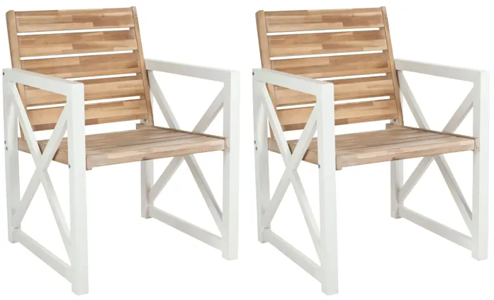 Irina Outdoor Armchair: Set of 2 in Oak / White by Safavieh