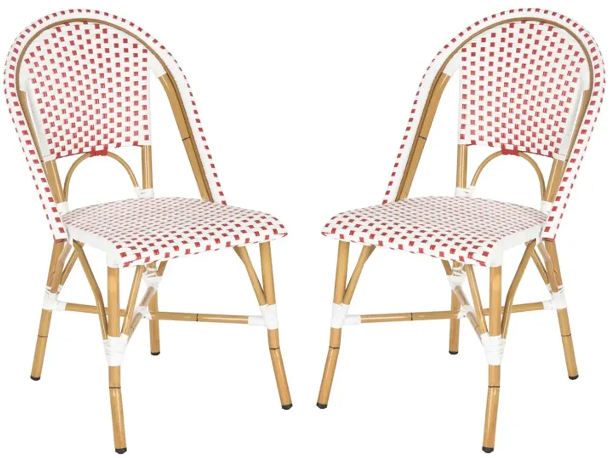 Salcha Outdoor Side Chairs: Set of 2 in Red / White by Safavieh