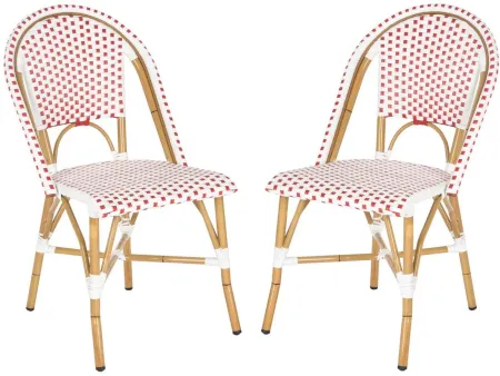 Salcha Outdoor Side Chairs: Set of 2 in Red / White by Safavieh