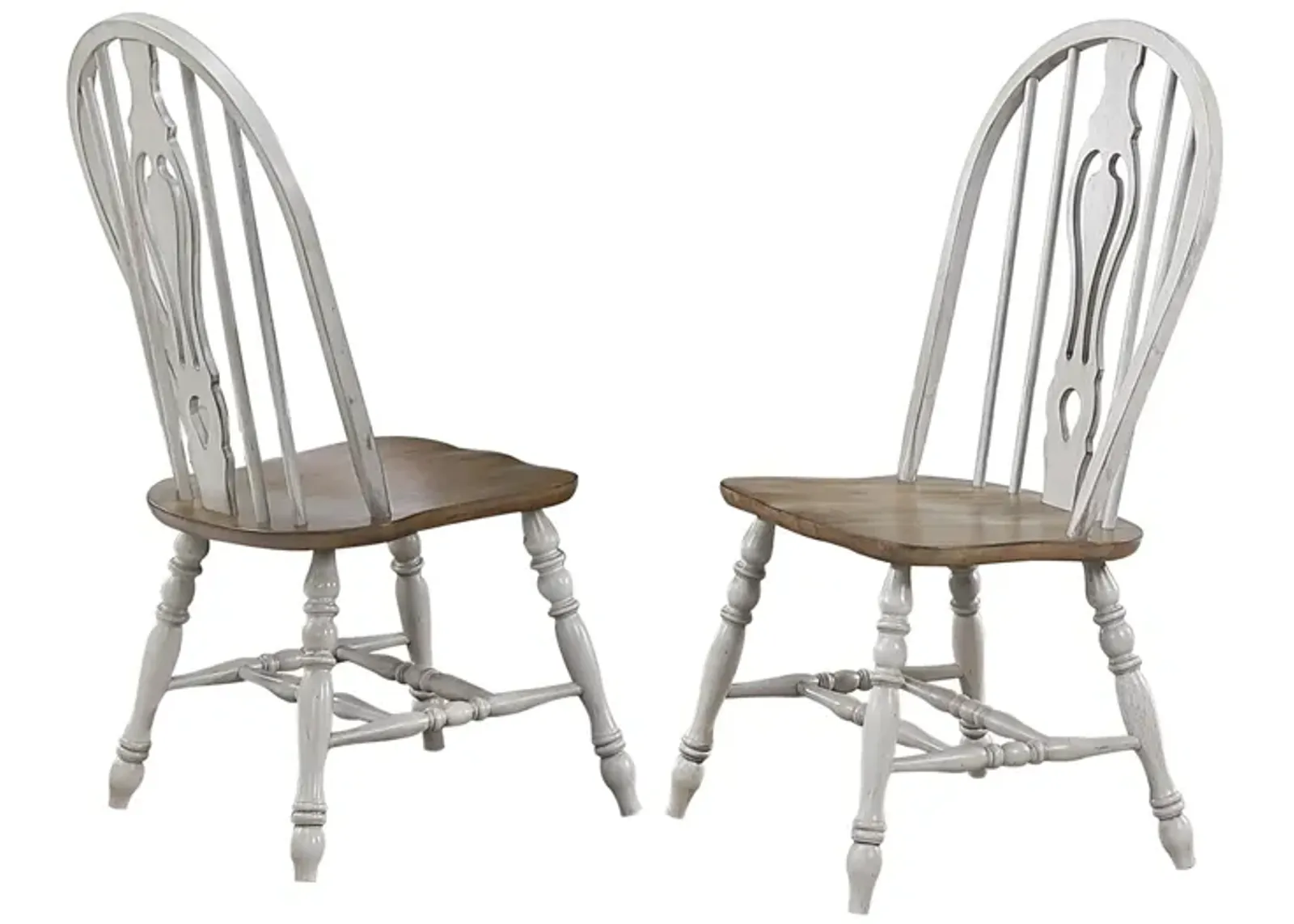 Country Grove Keyhole Dining Chair- Set of 2 in Distressed Light Gray;Nutmeg by Sunset Trading