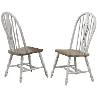 Country Grove Keyhole Dining Chair- Set of 2 in Distressed Light Gray;Nutmeg by Sunset Trading