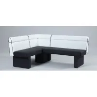 Natasha Corner Dining Bench in White / Black by Chintaly Imports