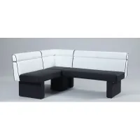 Natasha Corner Dining Bench in White / Black by Chintaly Imports