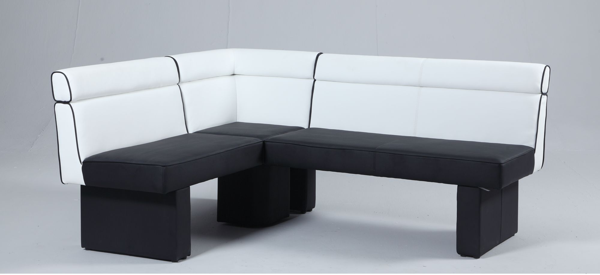 Natasha Corner Dining Bench in White / Black by Chintaly Imports