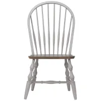 Country Grove Windsor Dining Chair- Set of 2 in Distressed Light Gray;Nutmeg by Sunset Trading