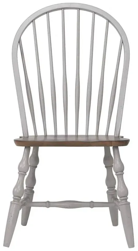 Country Grove Windsor Dining Chair- Set of 2 in Distressed Light Gray;Nutmeg by Sunset Trading