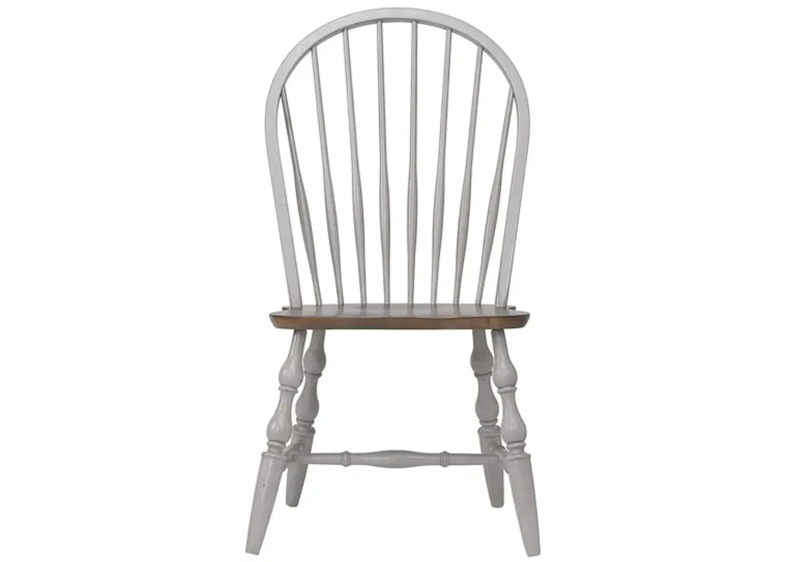 Country Grove Windsor Dining Chair- Set of 2 in Distressed Light Gray;Nutmeg by Sunset Trading