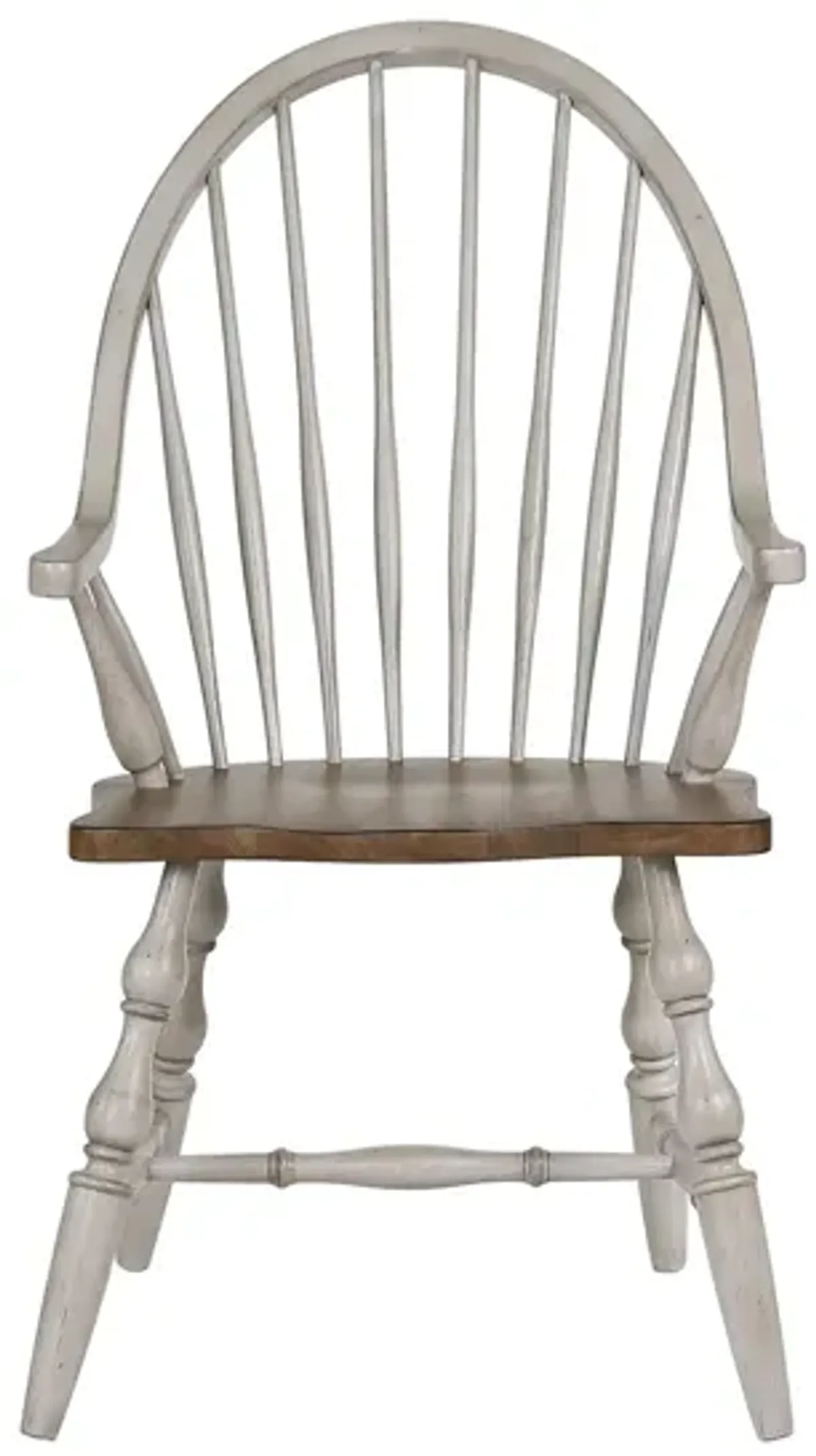 Country Grove Windsor Arm Chair in Distressed Light Gray;Nutmeg by Sunset Trading