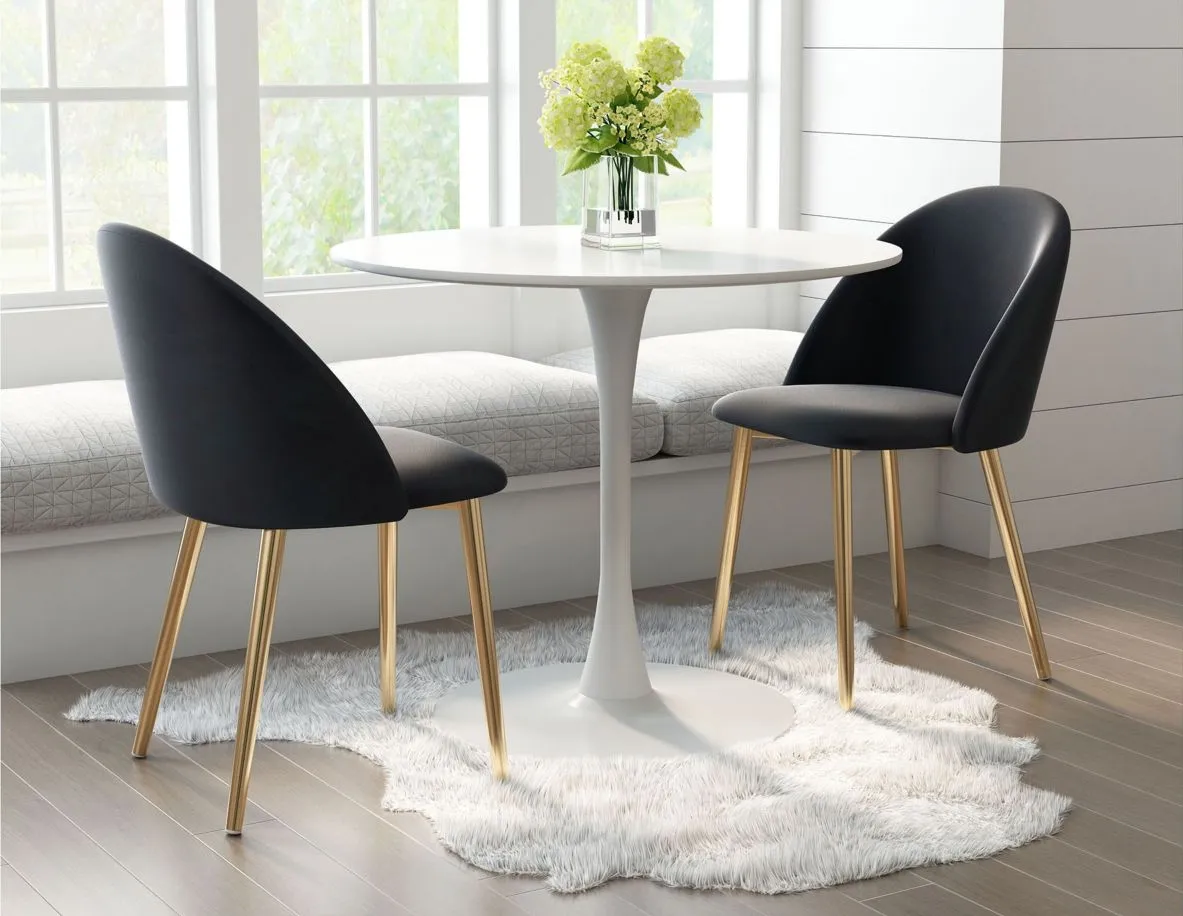 Cozy Dining Chair: Set of 2 in Black, Gold by Zuo Modern