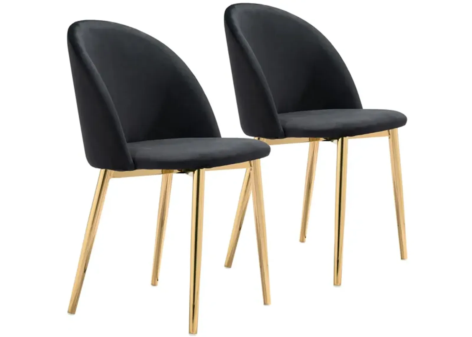 Cozy Dining Chair: Set of 2 in Black, Gold by Zuo Modern