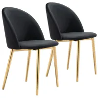 Cozy Dining Chair: Set of 2 in Black, Gold by Zuo Modern