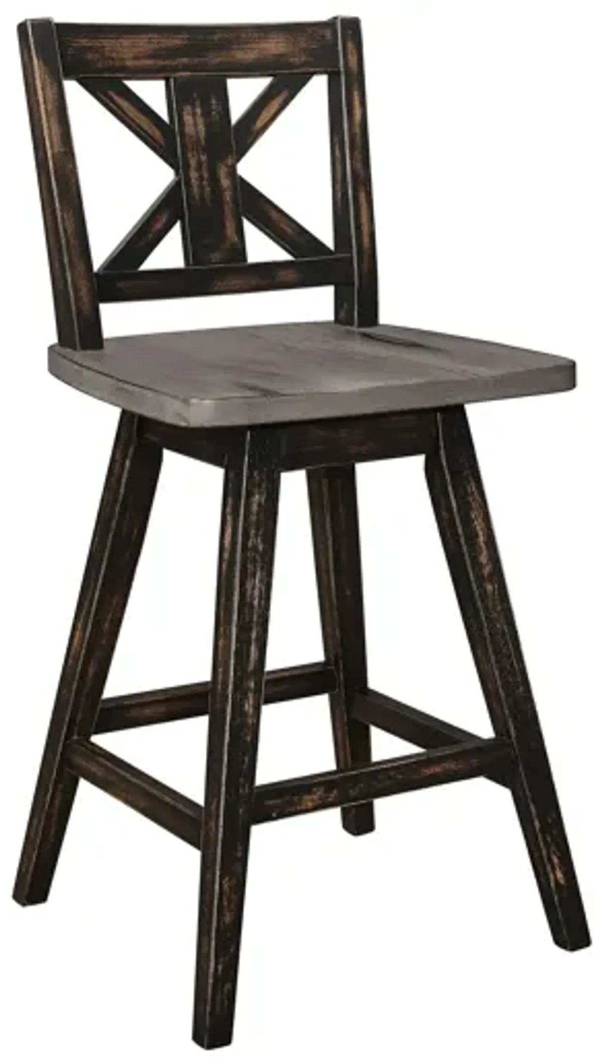 Trouvaille Counter Height Swivel Dining Chair in Distressed Gray and Black by Homelegance