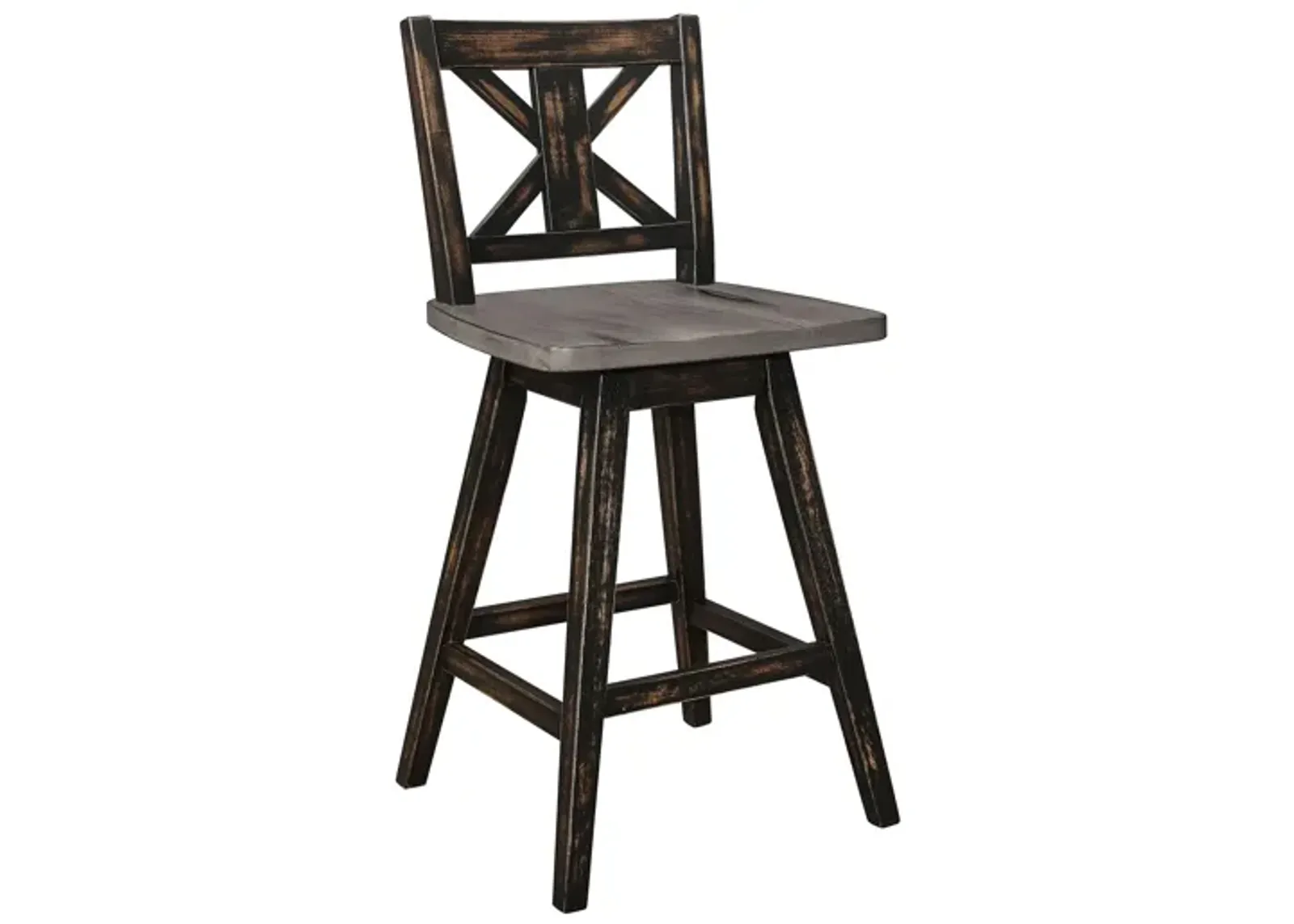 Trouvaille Counter Height Swivel Dining Chair in Distressed Gray and Black by Homelegance