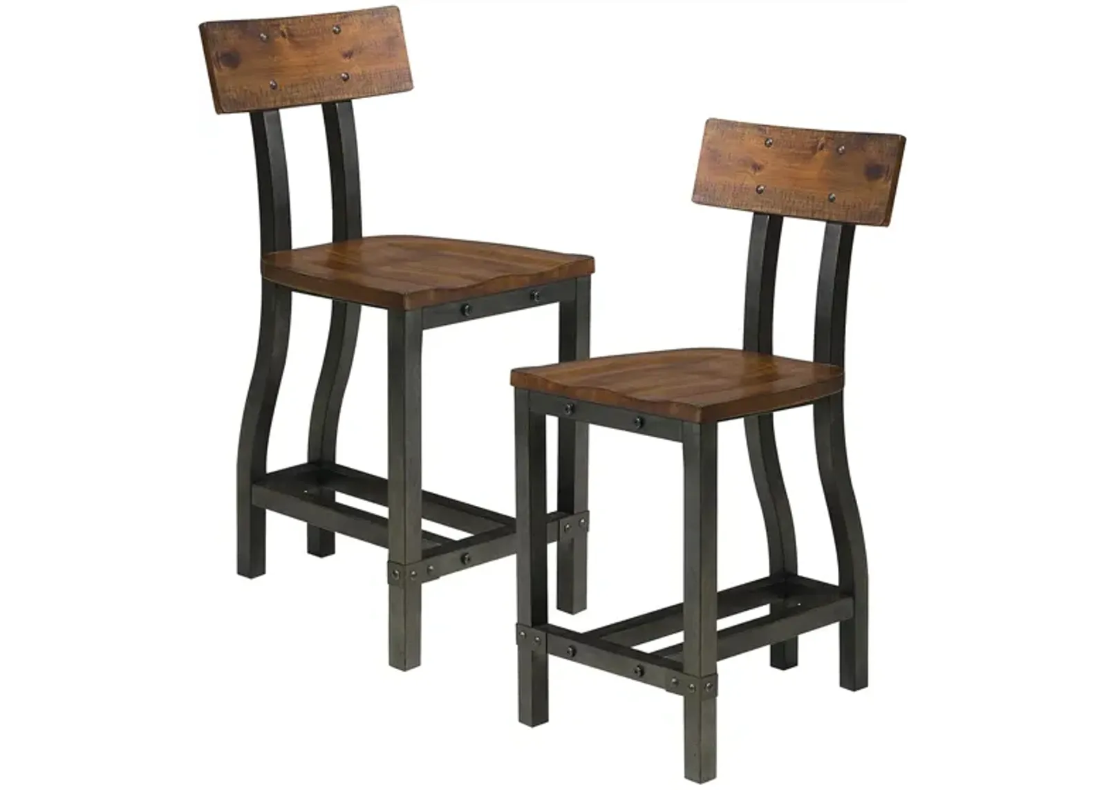 Dayton Counter Height Dining Chair, Set of 2 in 2-Tone Finish (Rustic Brown & Gunmetal) by Homelegance