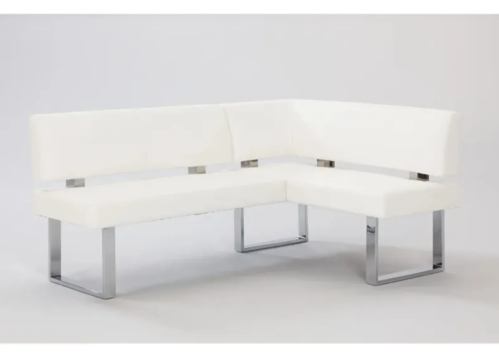 Linden Corner Dining Bench in Chrome by Chintaly Imports