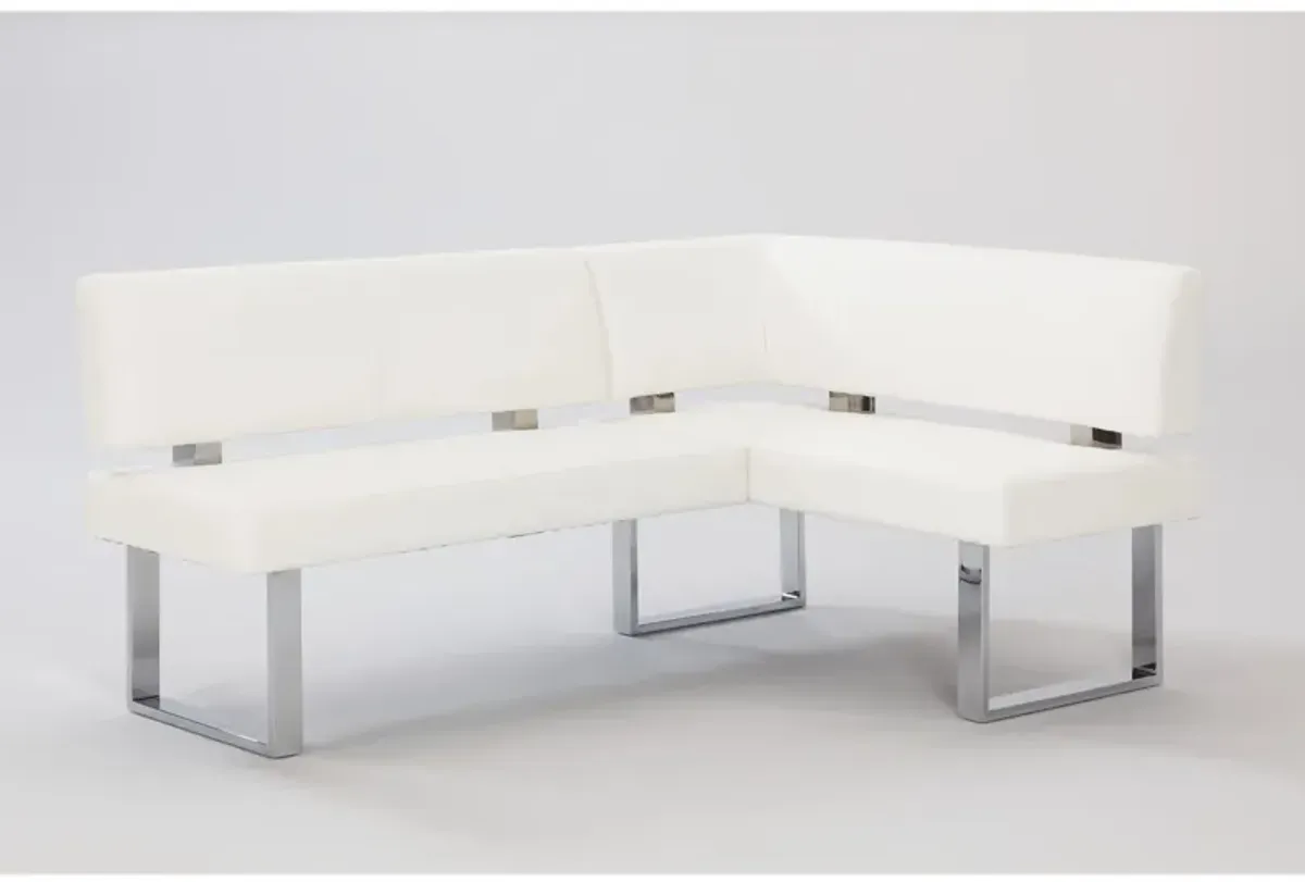 Linden Corner Dining Bench in Chrome by Chintaly Imports