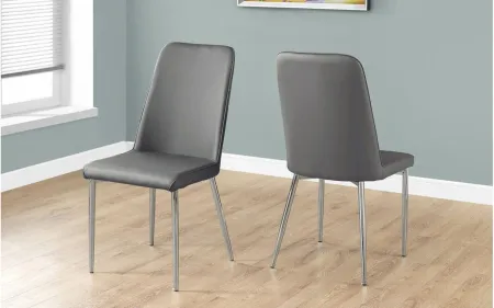 Monarch Cushioned Dining Chair- Set of 2 in Grey by Monarch Specialties