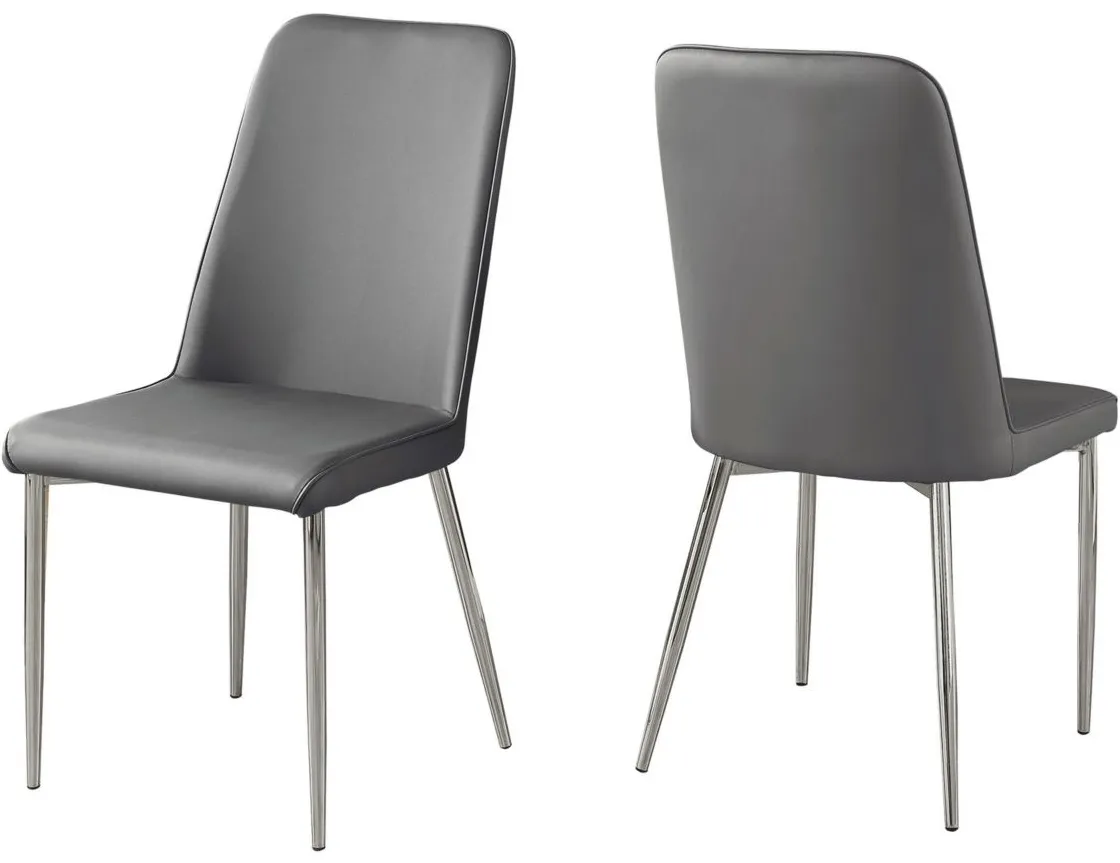 Monarch Cushioned Dining Chair- Set of 2 in Grey by Monarch Specialties
