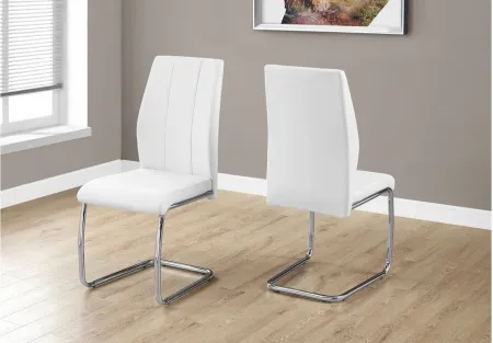 Monarch Leather Dining Chair- Set of 2 in White by Monarch Specialties