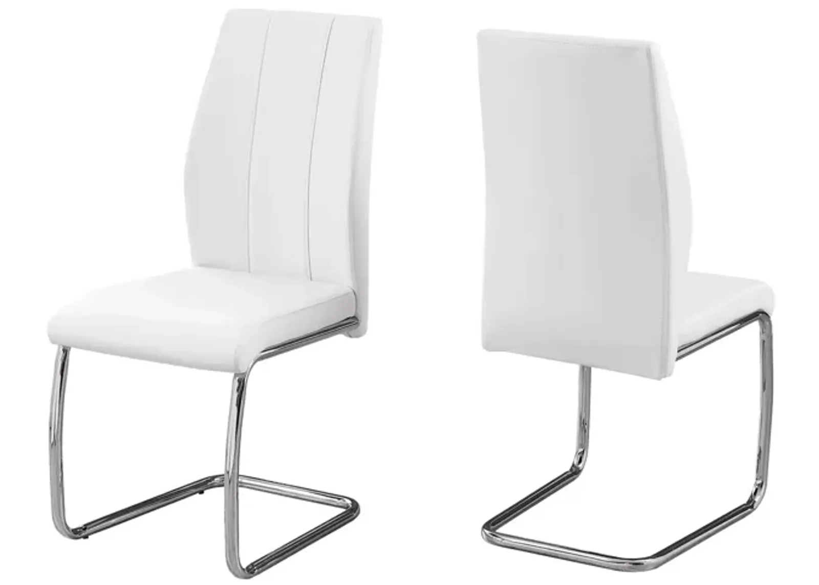 Monarch Leather Dining Chair- Set of 2 in White by Monarch Specialties