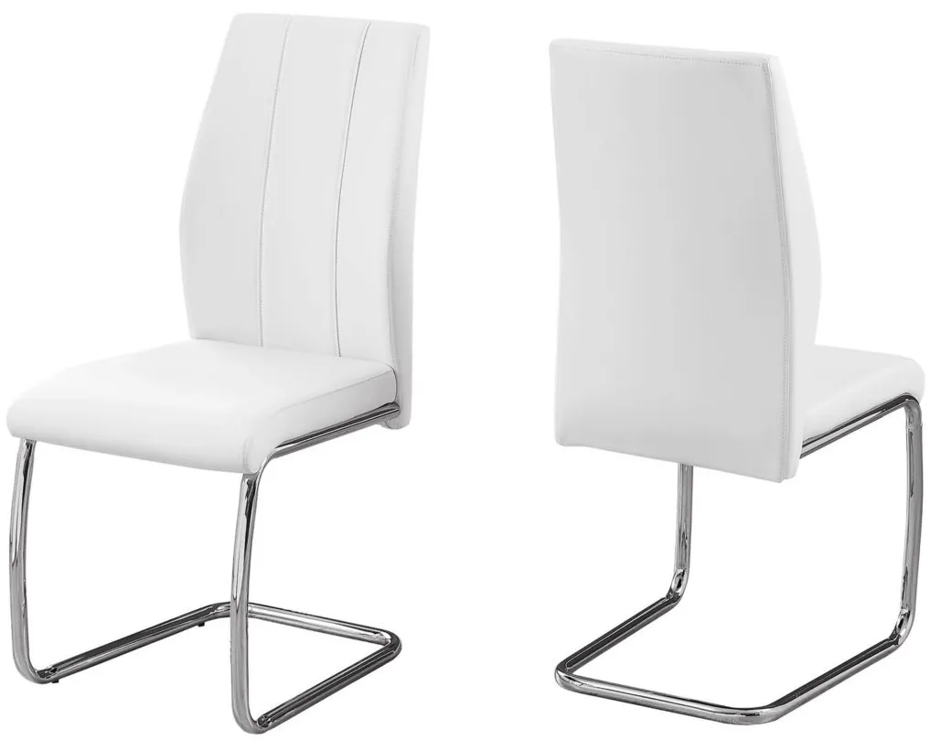Monarch Leather Dining Chair- Set of 2 in White by Monarch Specialties