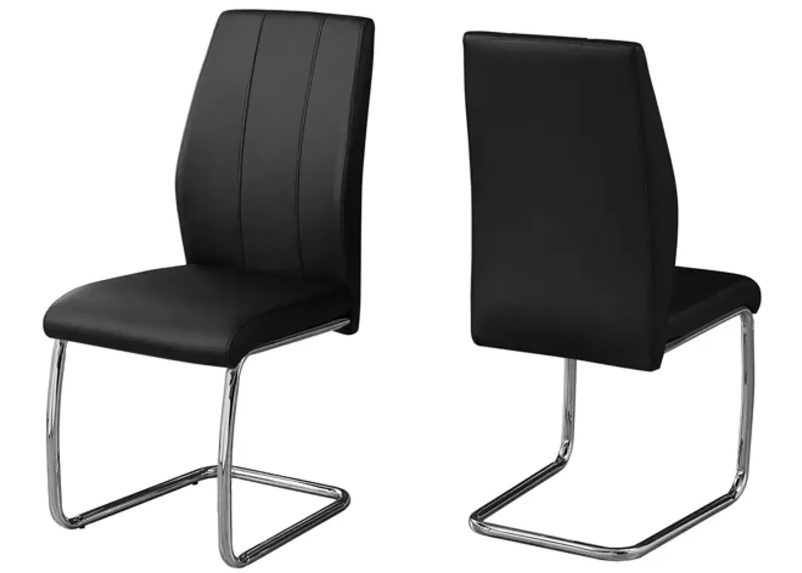 Monarch Leather Dining Chair- Set of 2 in Black by Monarch Specialties