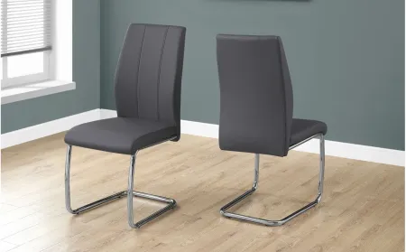Monarch Leather Dining Chair- Set of 2 in Grey by Monarch Specialties