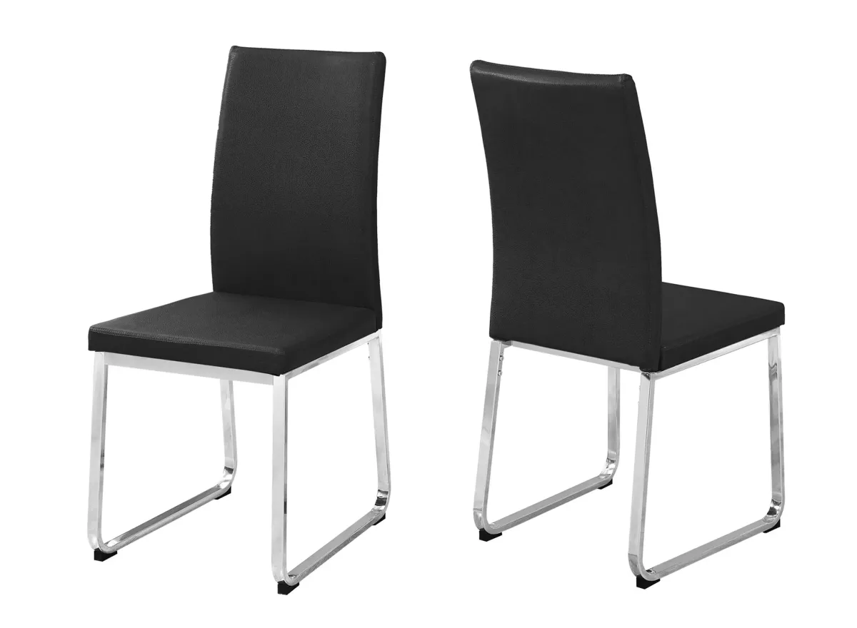 Monarch Chrome Dining Chair- Set of 2 in Black by Monarch Specialties