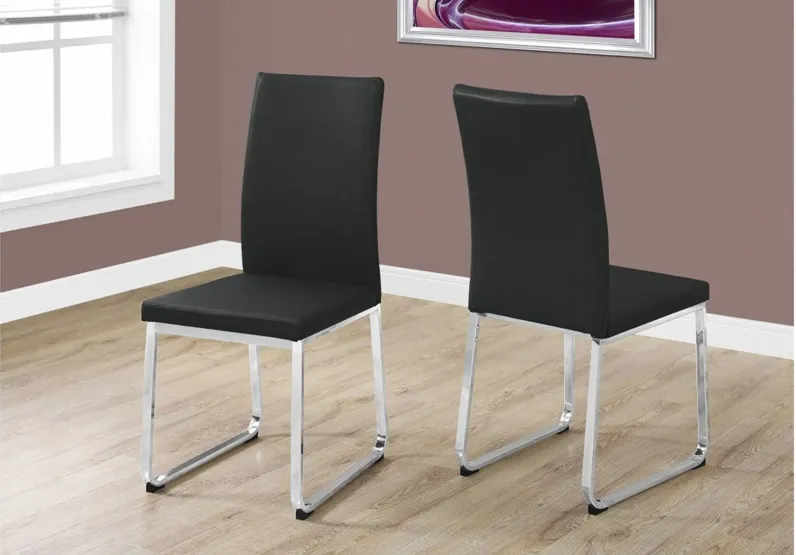 Monarch Chrome Dining Chair- Set of 2 in Black by Monarch Specialties