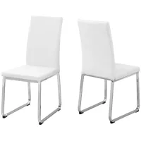 Monarch Chrome Dining Chair- Set of 2 in White by Monarch Specialties