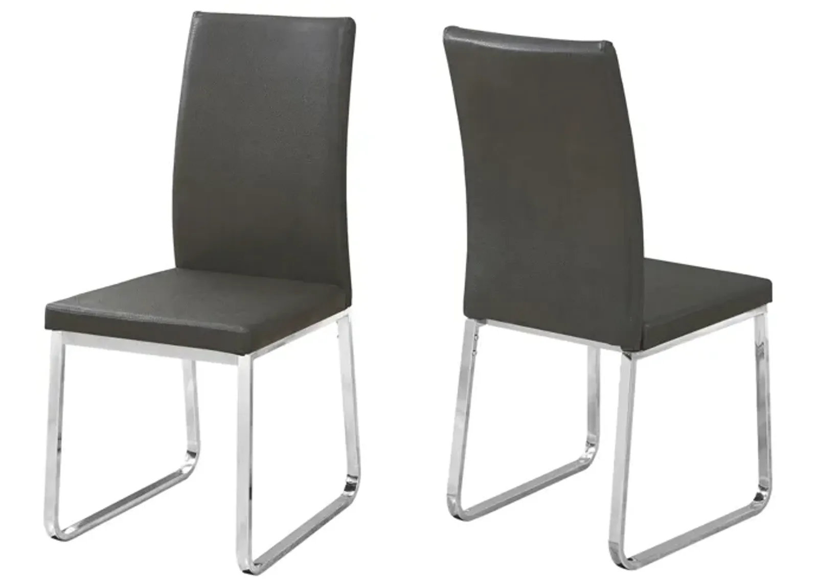 Monarch Chrome Dining Chair- Set of 2 in Grey by Monarch Specialties