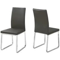 Monarch Chrome Dining Chair- Set of 2 in Grey by Monarch Specialties