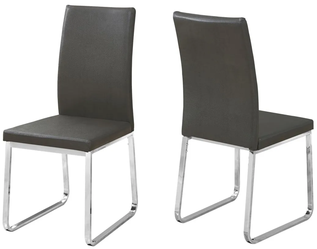 Monarch Chrome Dining Chair- Set of 2 in Grey by Monarch Specialties