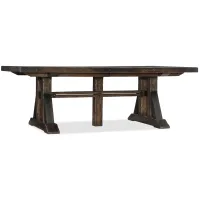 Roslyn County Rectangular Trestle Dining Table with Two Leaves in Dark Walnut by Hooker Furniture