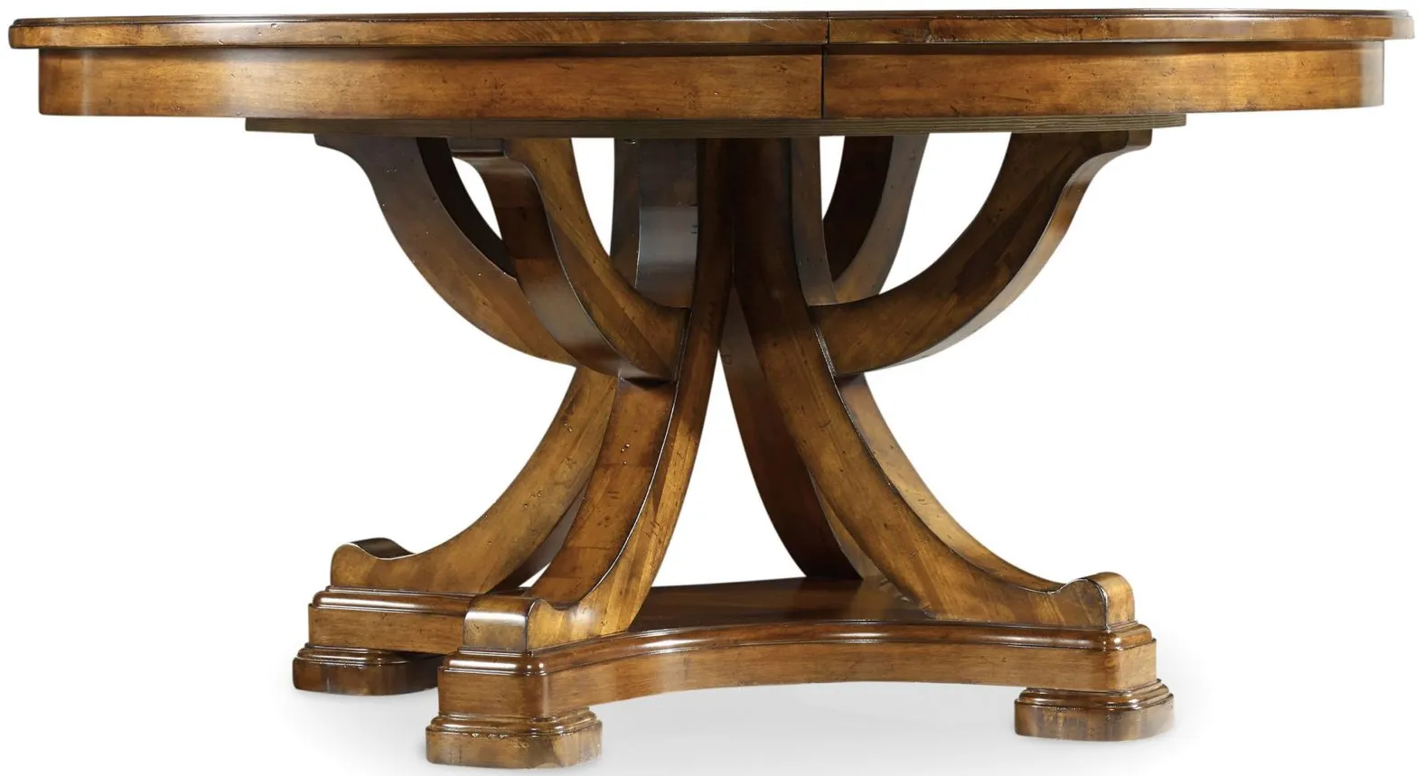 Tynecastle Round Pedestal Dining Table with Leaf in Chestnut by Hooker Furniture
