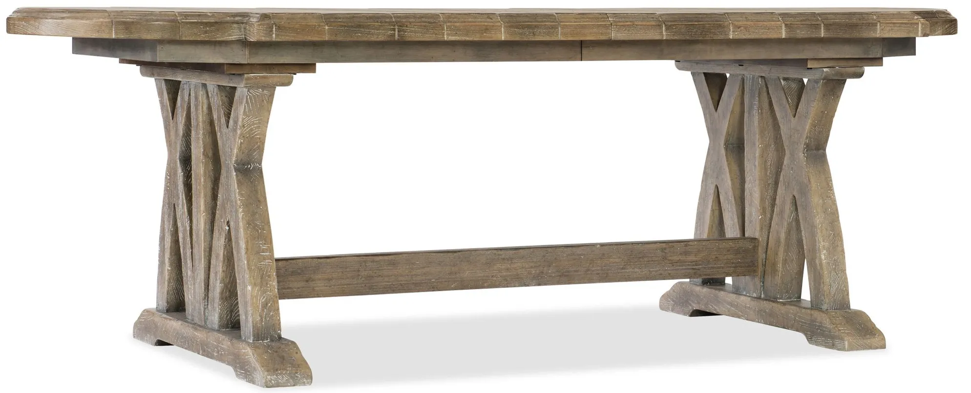 Boheme Colibri Rectangular Trestle Dining Table with Leaf in Antique Milk by Hooker Furniture