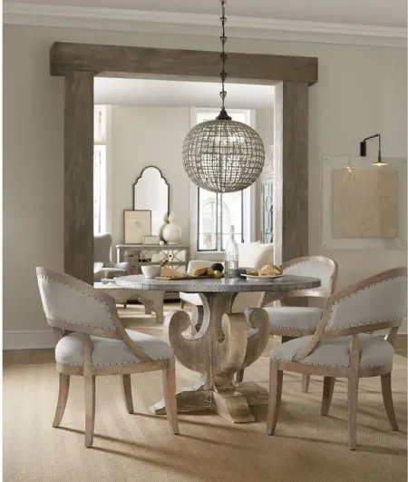 Boheme Ascension 48in Adjustable-Height Zinc Round Dining Table in Antique Milk by Hooker Furniture