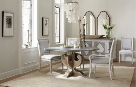 Boheme Ascension 60in Adjustable-Height Zinc Round Dining Table in Antique Milk by Hooker Furniture