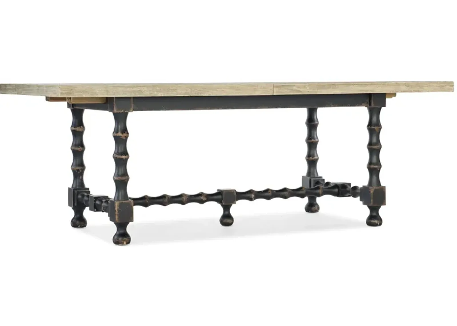 Ciao Bella 84in Rectangular Trestle Dining Table with Two Leaves in Black by Hooker Furniture