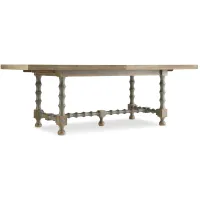 Ciao Bella 84in Rectangular Trestle Dining Table with Two Leaves in Time Worn Gray by Hooker Furniture