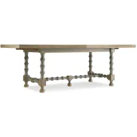 Ciao Bella 84in Rectangular Trestle Dining Table with Two Leaves in Time Worn Gray by Hooker Furniture