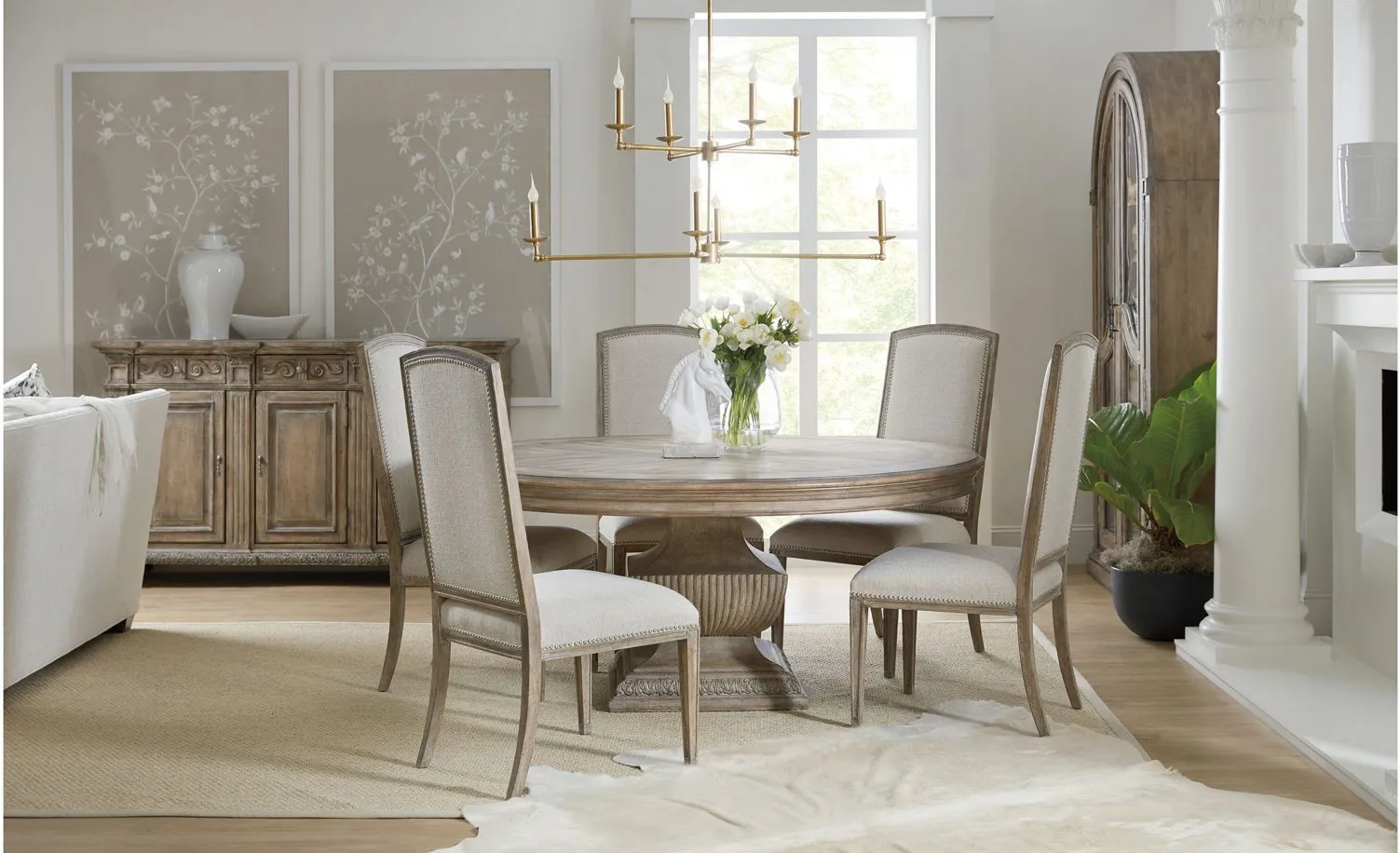 Castella 72in Round Dining Table in Antique Slate by Hooker Furniture