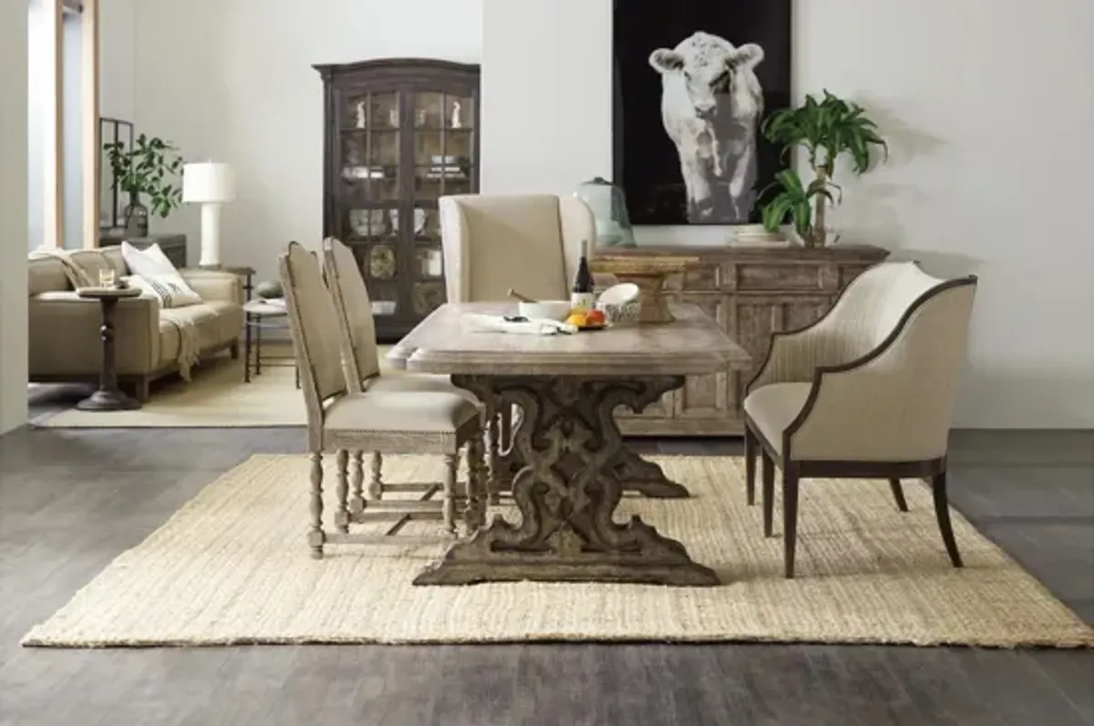 La Grange Le Vieux Double Pedestal Rectangular Dining Table with Two Leaves