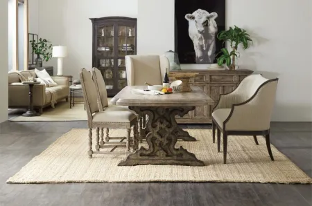 La Grange Le Vieux Double Pedestal Rectangular Dining Table with Two Leaves in Flemish by Hooker Furniture