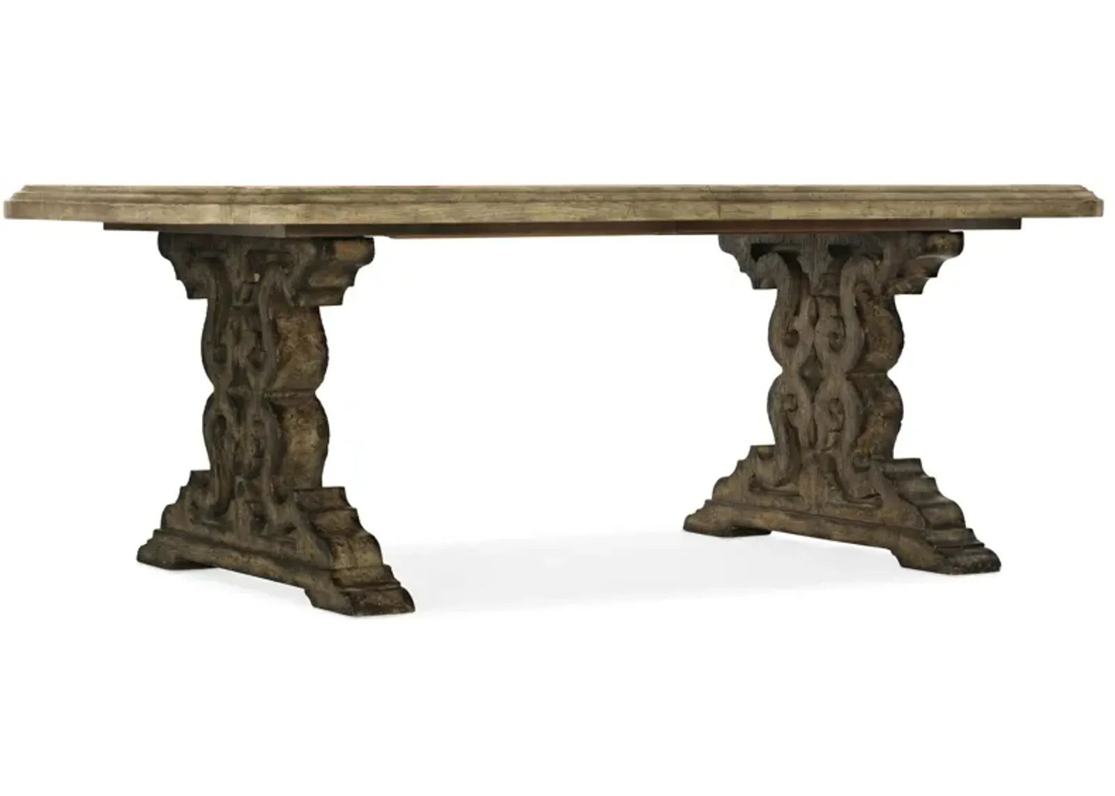 La Grange Le Vieux Double Pedestal Rectangular Dining Table with Two Leaves