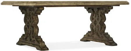 La Grange Le Vieux Double Pedestal Rectangular Dining Table with Two Leaves in Flemish by Hooker Furniture